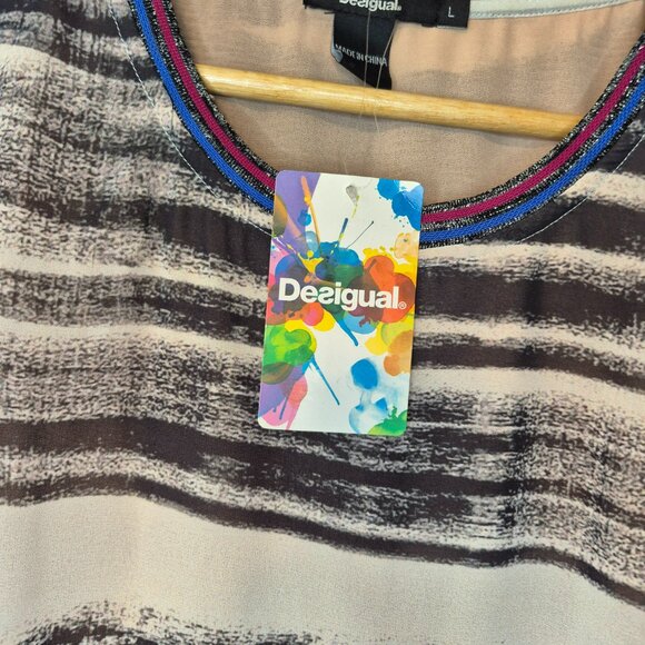 NWT Desigual Colourful Layered Blouse Size Large - Picture 3 of 8